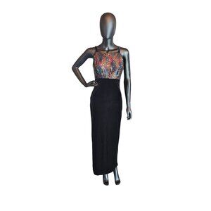 Black Velvet Square Neck Iridescent Formal Dress - Vintage 90's - Jump Apparel
